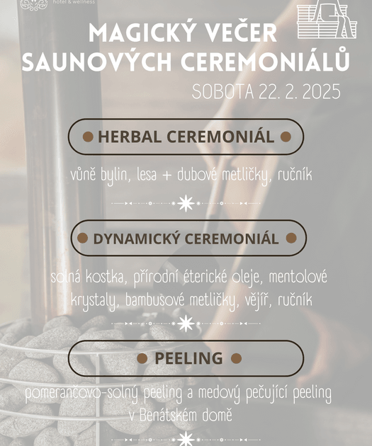 Pobyt s magickým večerem saunových ceremoniálů